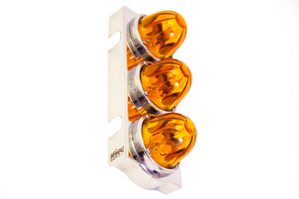 Peterbilt SS Front Air Cleaner Light Bars 3 lights. Amber Watermelon Glass. Set. For model 379,389,388 - Image 2