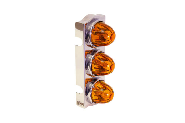 Peterbilt SS Front Air Cleaner Light Bars 3 lights. Dark Amber Watermelon Glass. Set. For model 379,389,388 - Image 3