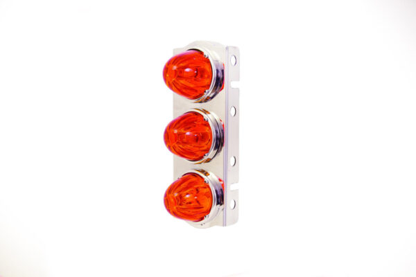 Peterbilt SS Front Air Cleaner Light Bars 3 lights. Dark Amber Watermelon Glass. Set. For model 379,389,388