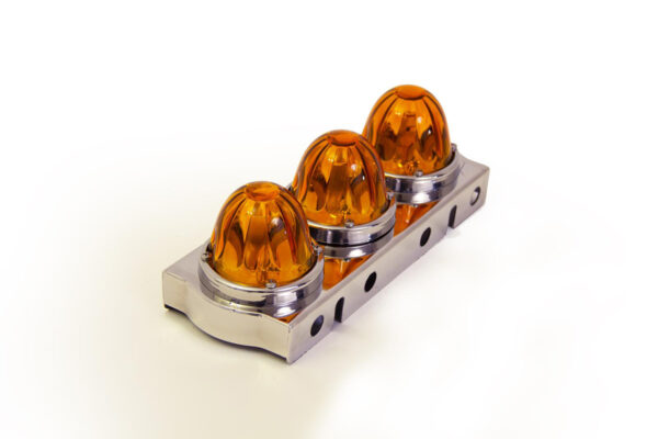 Peterbilt SS Front Air Cleaner Light Bars 3 lights. Dark Amber Watermelon Glass. Set. For model 379,389,388 - Image 2