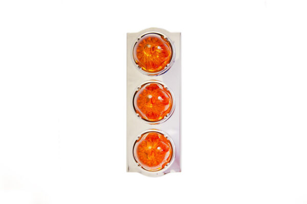 Peterbilt SS Front Air Cleaner Light Bars 3 lights. Amber Watermelon Glass. Set. For model 379,389,388