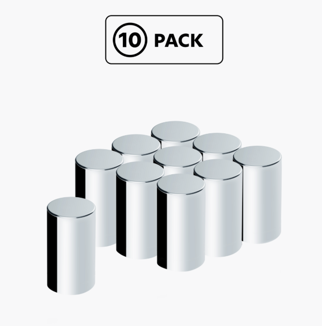 33mm x 3-1/2" Chrome Plastic Cylinder Nut Cover - Push-On (10-Pack)