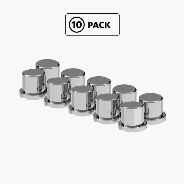 1/2" x 5/8" Chrome Plastic Flat Top Nut Covers - Push-On (10-Pack)