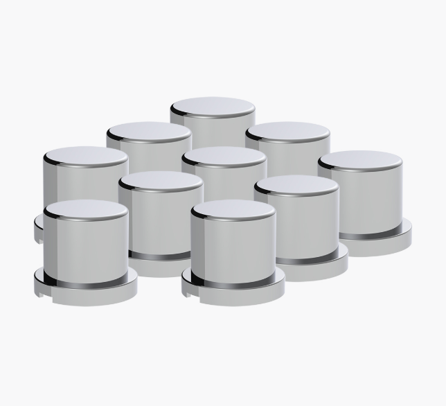 15/16" x 1-3/16" Chrome Plastic Flat Top Nut Covers - Push-On (10-Pack)