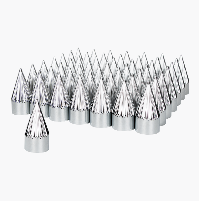33mm x 4-3/8" Chrome Plastic Razor Nut Covers - Thread-On (60-Pack)