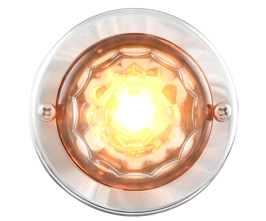Mini Super Star Watermelon LED Sealed Light with Stainless Steel Bezel Clear Amber